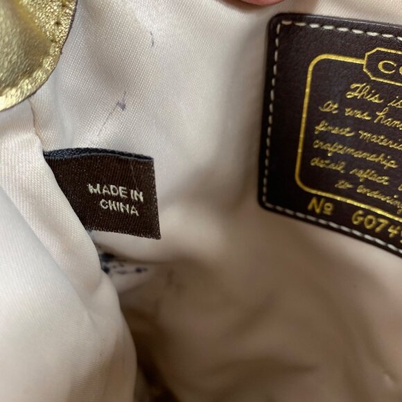 Coach Signature Logo Tan Jacquard Gold 40758 Swingpack Crossbody Shoulder Bag - Picture 15 of 16